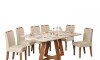 Juego De Comedor - 6 Sillas + Mesa Vidrio - Celeste Blanco / Blanco