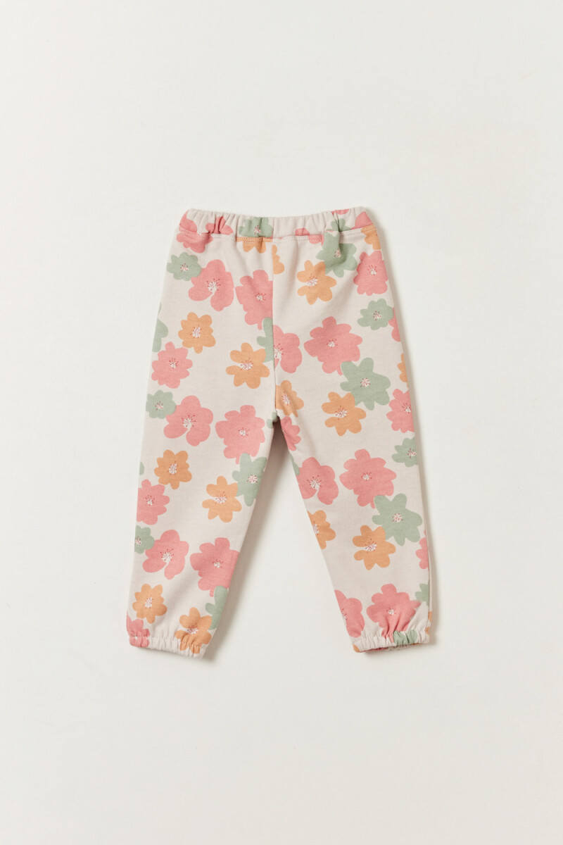 Pantalón deportivo Estampado Flores Crudo