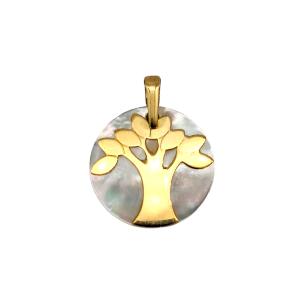 Dije Medalla Arbol de la vida- Oro Bajo - Nacar- CP8799 - conpiedra 