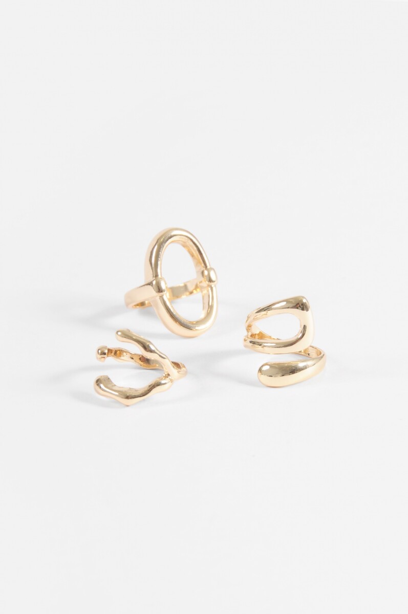 Set de 3 anillos bold - dorado 