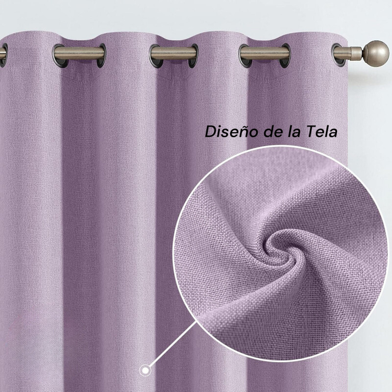 Cortina 2 Paños 140 X 220 Cm Textura Lino Blackout Violeta