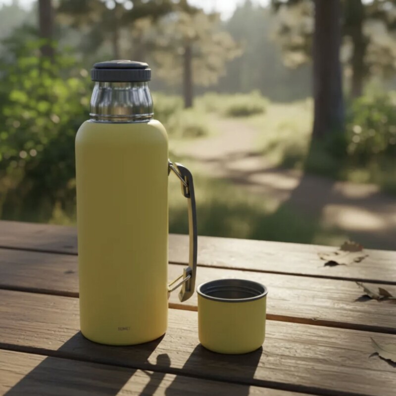 Termo en acero inox con Manija de 1 lt Amarillo