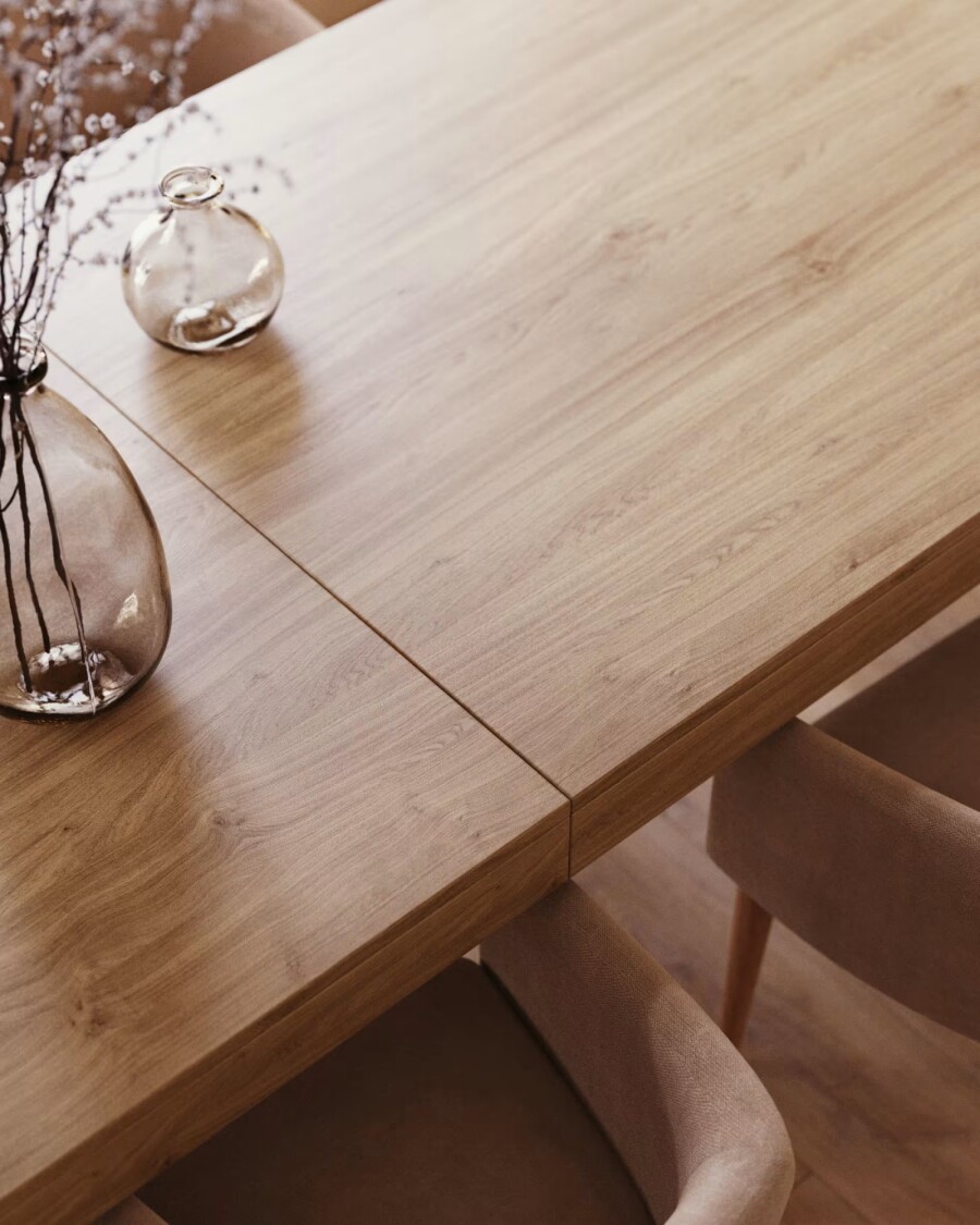 Mesa extensible Briva 180 (230) x 90 cm madera maciza de roble y pino acabado natural Mesa extensible Briva 180 (230) x 90 cm madera maciza de roble y pino acabado natural