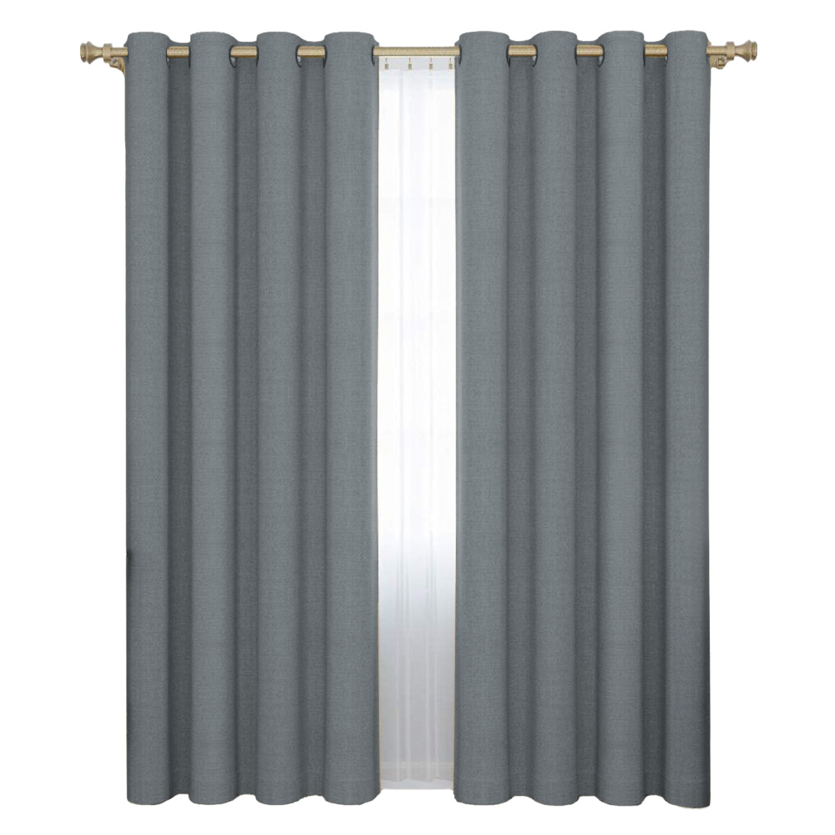 Set x2 Cortina Blackout 140x230 Cm Living Dormitorio - Gris Gaspeado Oscuro 