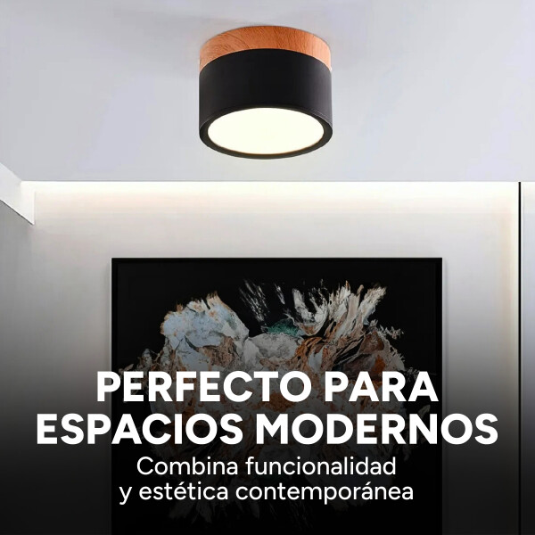 Plafón LED Techo 11cm Madera Nordico Moderno Luz Calida 10W Variante Gris Fría