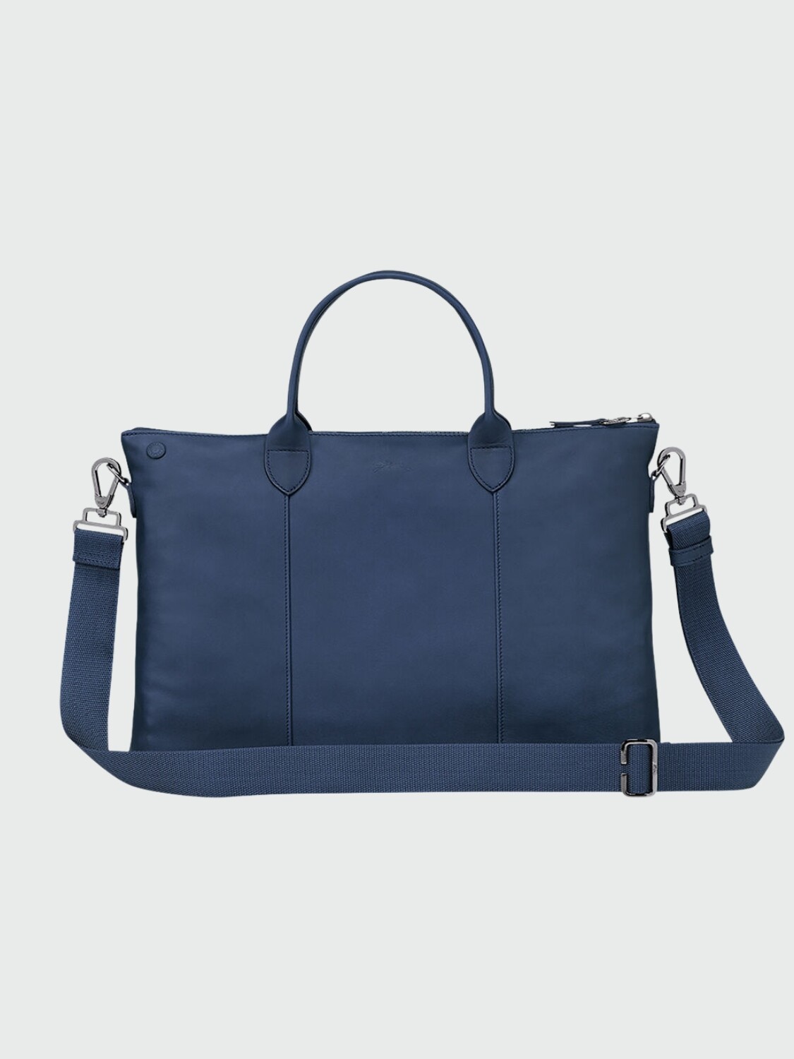 Longchamp -Maletin de cuero flexible con correa Azul