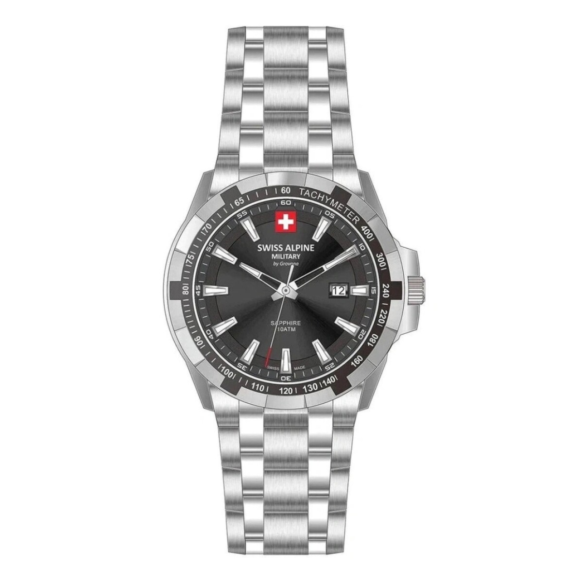 Reloj Swiss Alpine Military 7044.1237 para hombre con correa de acero - Negro 