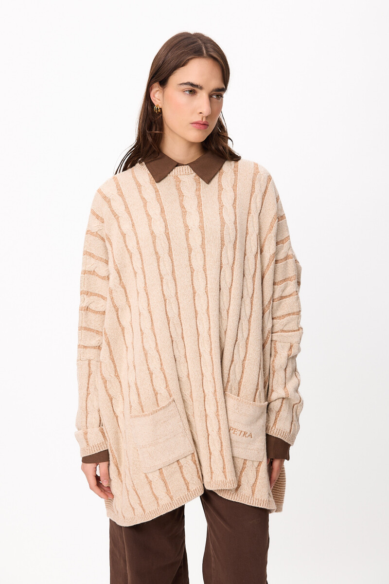 Sweater Lana Oceano Crudo/Camel