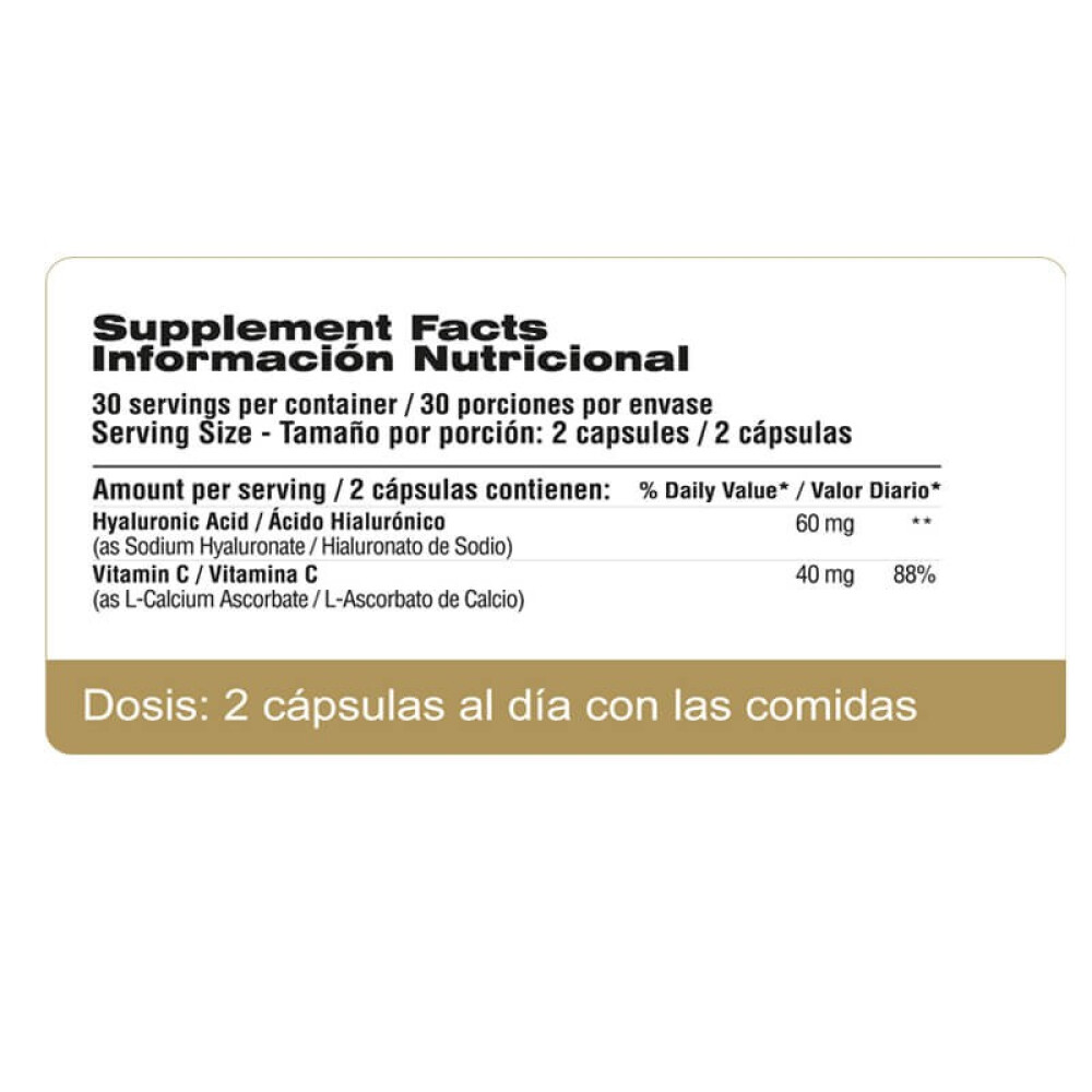 Hyaluronic Acid + Vitamin C | Ácido Hialurónico con Vitamina C | 60 Cápsulas - Qualivits Hyaluronic Acid + Vitamin C | Ácido Hialurónico con Vitamina C | 60 Cápsulas - Qualivits