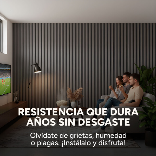 Pack x20 Wpc Simil Madera Wall Panel Lambrin 2.90x16.7 Color Madera Gris Oscuro