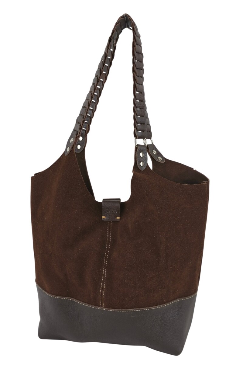 Tote bag de cuero con gamuza Chocolate