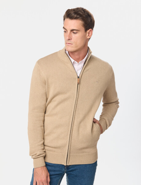 CAMPERA TEJIDA ALGODON Beige