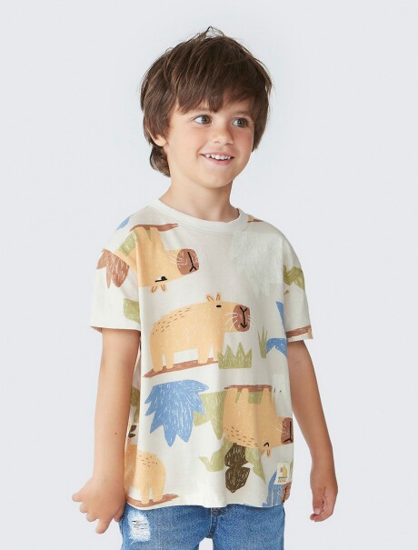 CAMISETA INFANTIL ESTAMPADA BEIGE