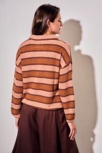 Sweater Polo Rayado Rosa Viejo