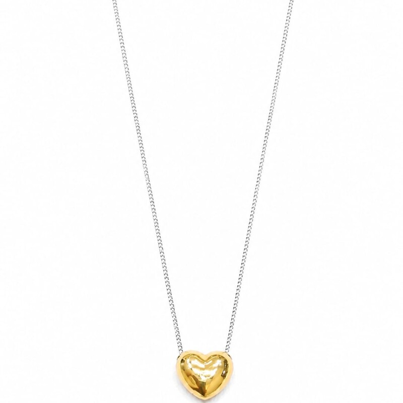 Conjunto cadena con colgante corazón plata y oro Conjunto cadena con colgante corazón plata y oro