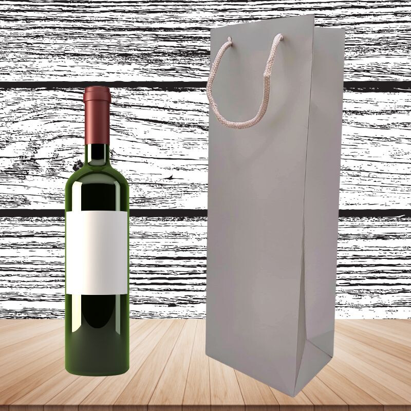 Bolsa de Papel Para Botella Lisas Plateado