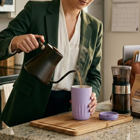 Vaso térmico acanalado con tapa 450ml Lila
