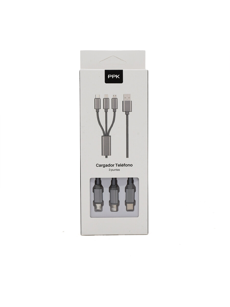 CARGADOR TELEFONO 3 PUNTAS - PLATEADO 
