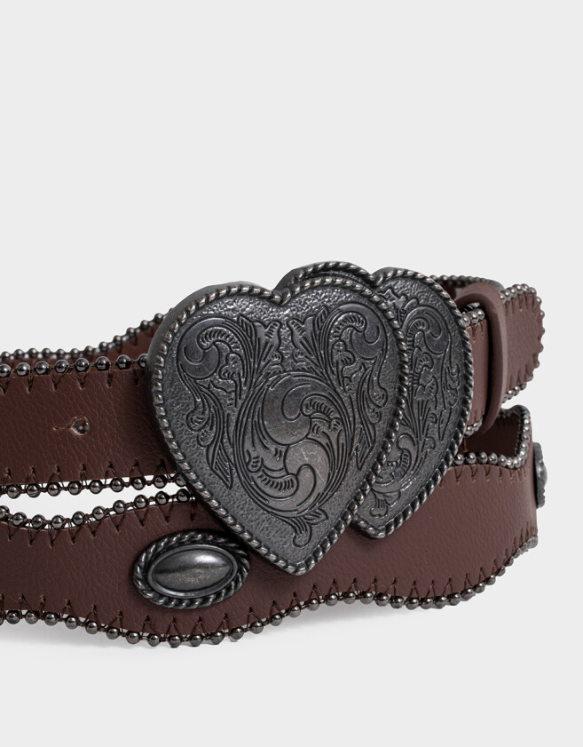 Cinturones y Fajas Cinturón Hebilla Corazón - Marron Chocolate