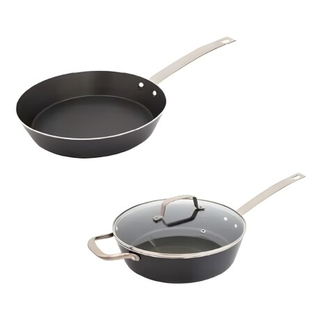Set De Olla Con Tapa De 28x8cm + Sartén De 28x5cm Retro Gris Oscuro