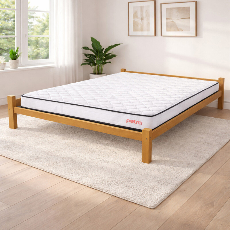 CAMA 2 PLAZAS TURCA PINO LUSTRE CERA CON COLCHÓN LEVANE 14 Cama 2 Plazas Turca Pino Lustre Cera Con Colchón Levane 14