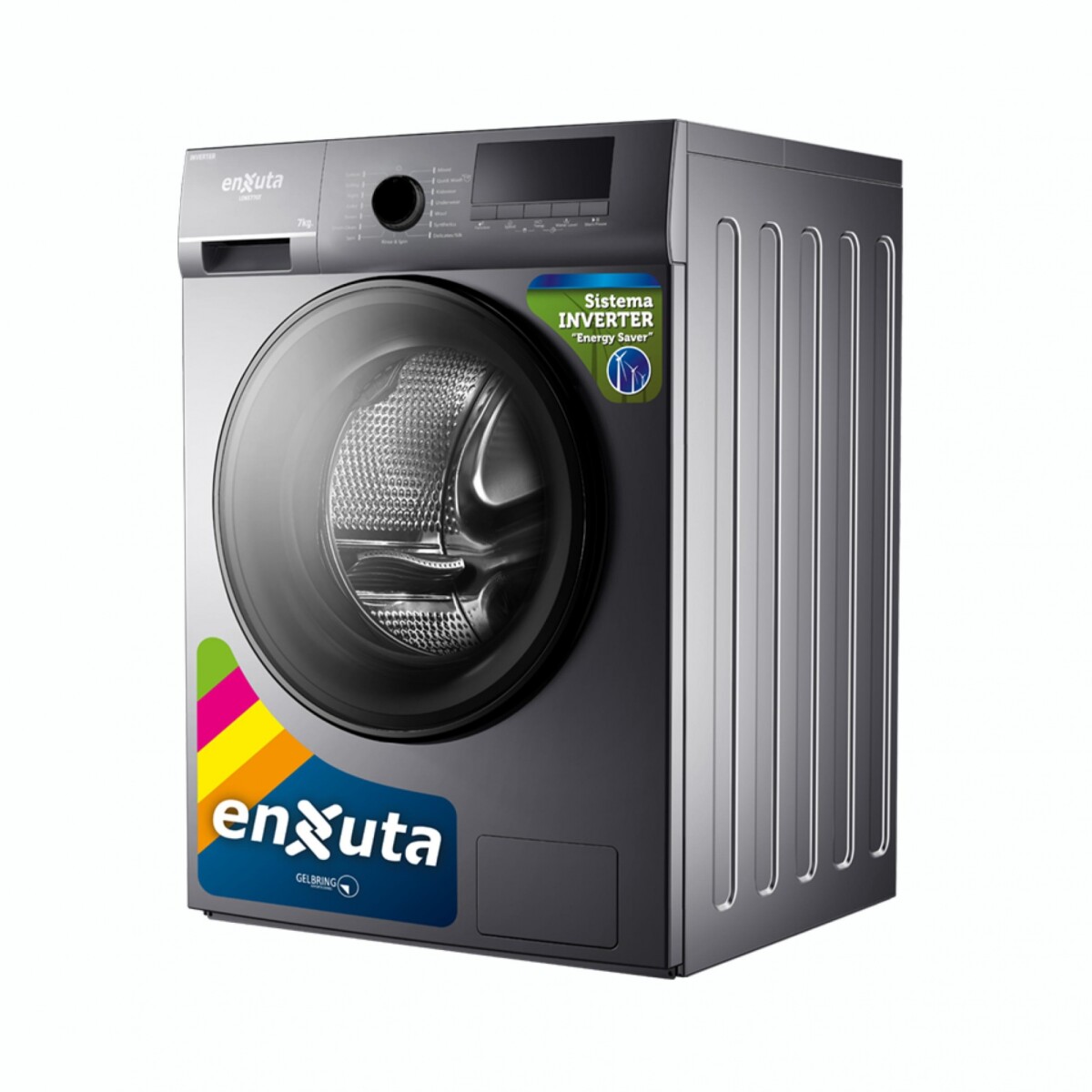 Lavarropas Inverter ENXUTA LENX770T Capacidad 7Kg Carga Frontal Titanium 