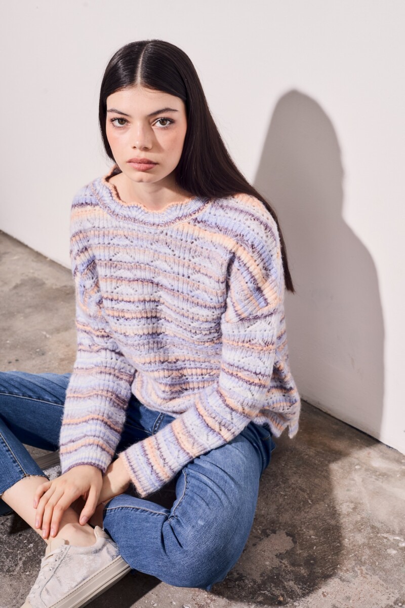 Sweater Texturado Multi Celeste