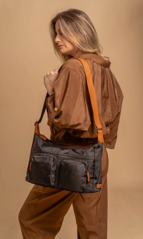 BANDOLERA MORRAL TAHINA NEGRO C/SUELA