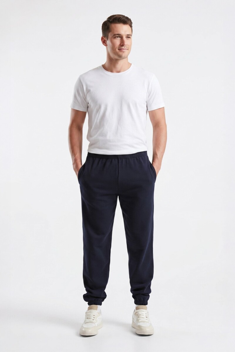 Pantalón dep clásico c/puños elásticos - UNISEX - Azul oscuro 