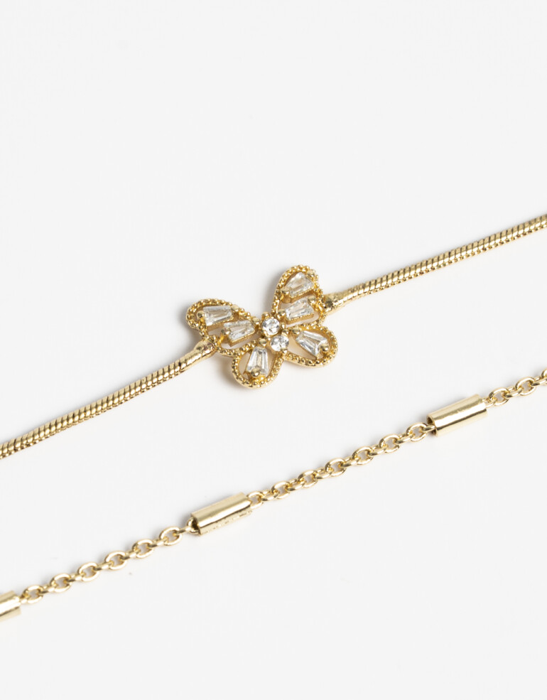 Pulseras Flexibles Sets Cubic zirconia Set De Pulseras Flexibles Bañado En Oro - Dorado