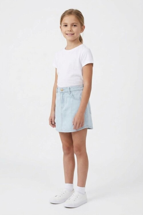 Short-pollera estilo denim CELESTE