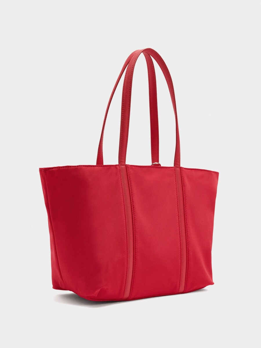 Bolso Shopper De Nylon Con Colgante rojo