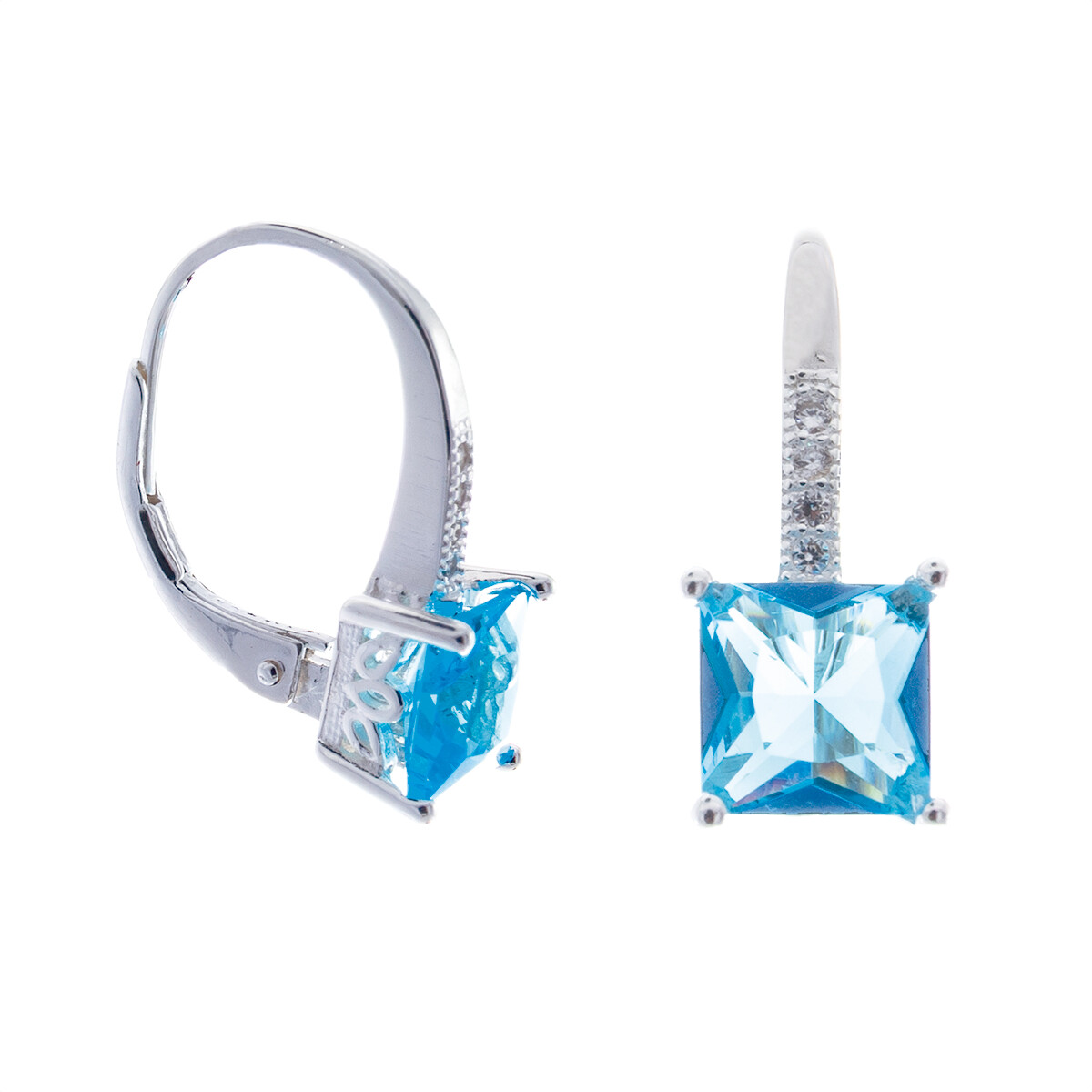 Par de caravanas de plata 925 con circonias. 