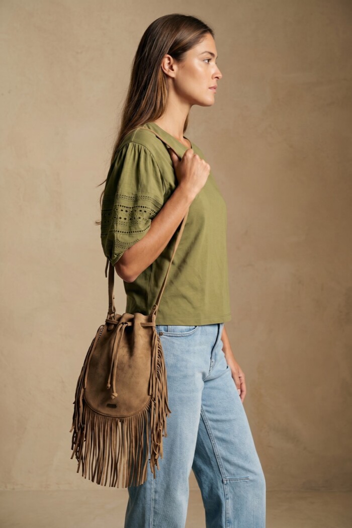 Remera Algodón Combinada Oliva