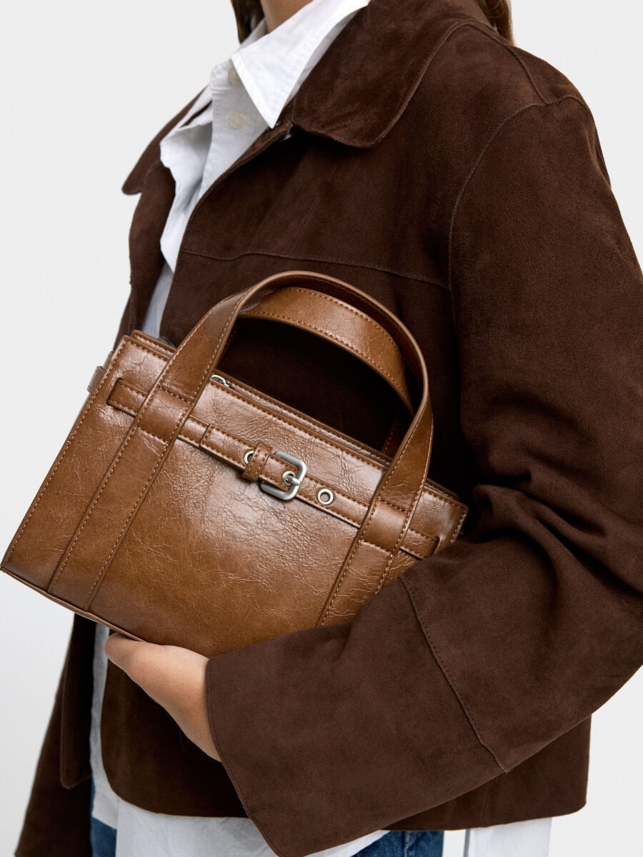 Bolso Tote Con Hebilla camel