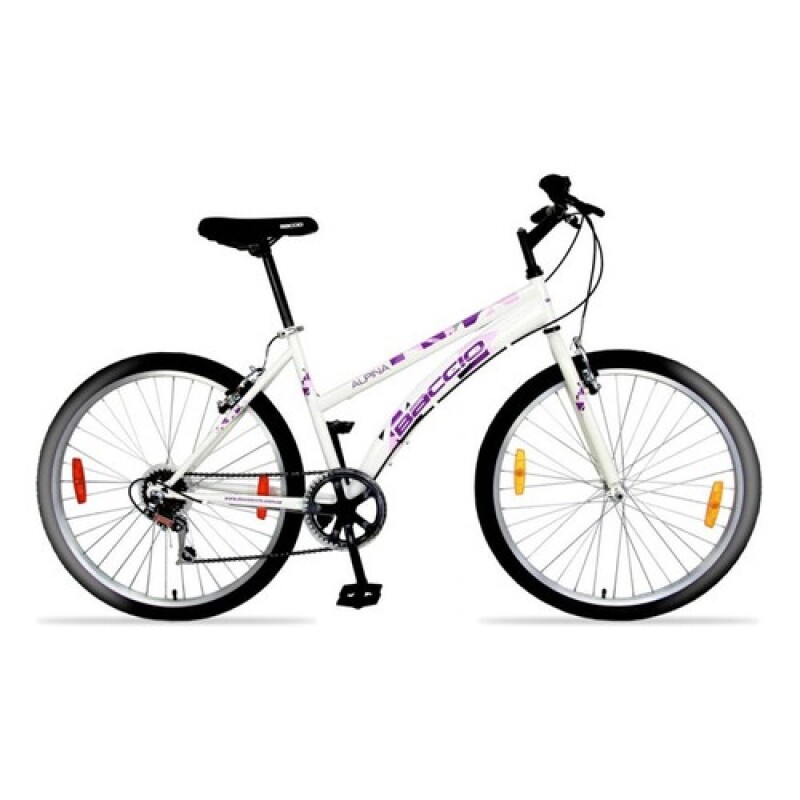 Bicicleta Baccio Alpina Lady Rodado 26 Montaña Con 6 Cambios Shimano Blanco/Violeta