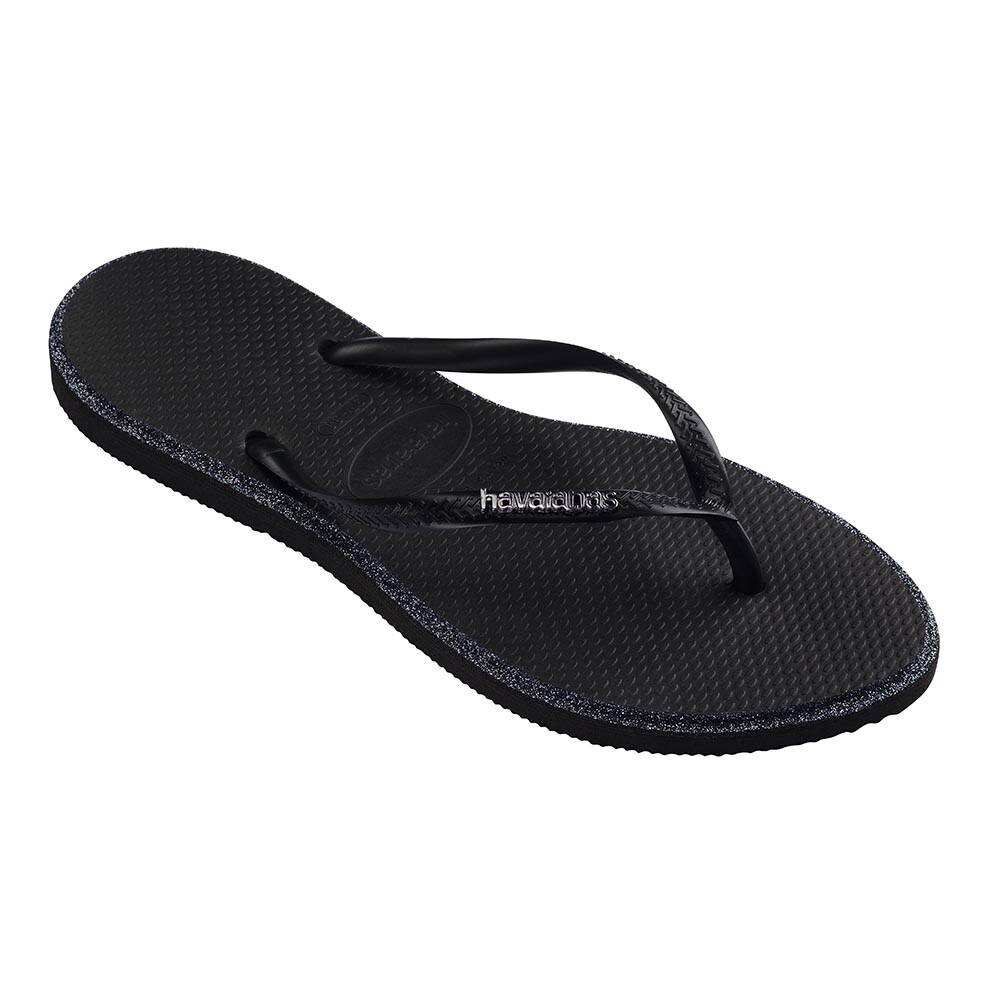 Sandalias Havaianas Slim Point Glitter Mujer Negro/Negro