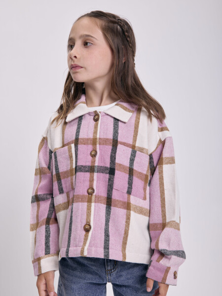 Sobrecamisa estampa cuadros Rosa