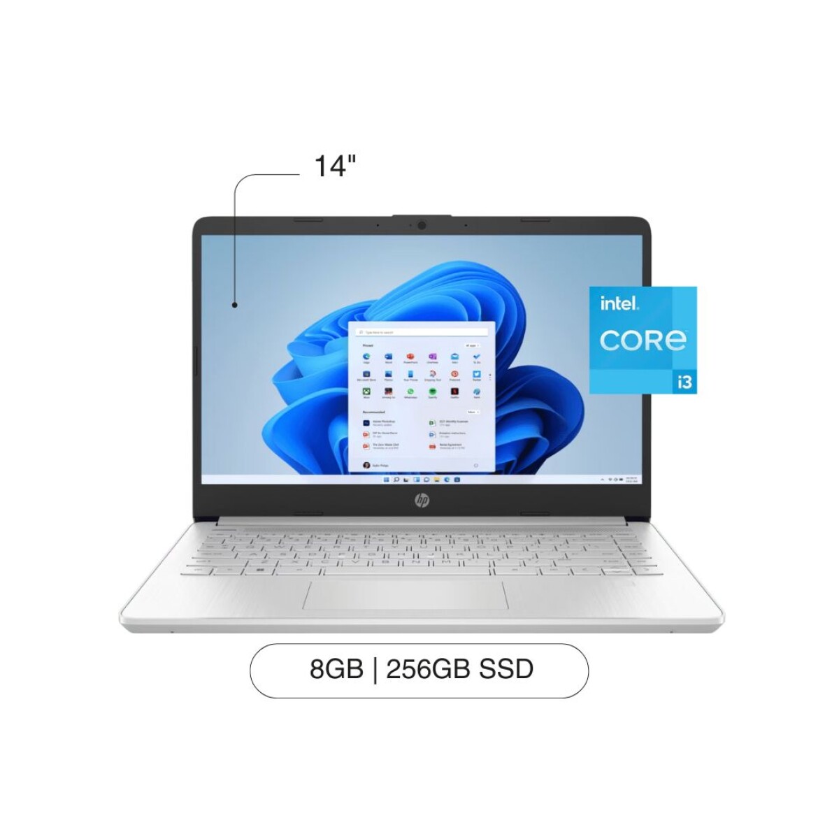 Notebook HP 14-DQ2024LA FPR 14' HD 256GB / 8GB RAM I3-1115G4 W11H 