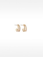Aros Con Efecto Doble Y Circonitas dorado