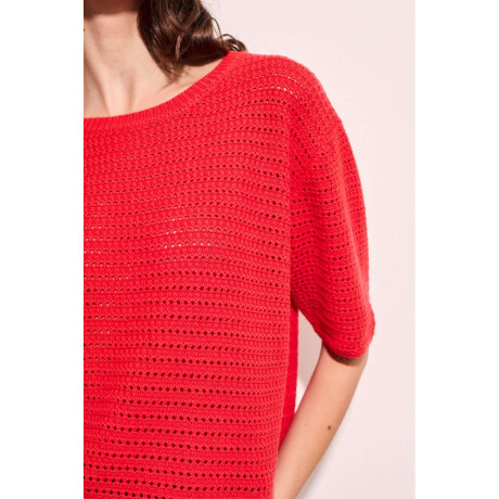 Sweater Texturado Algodon Rojo