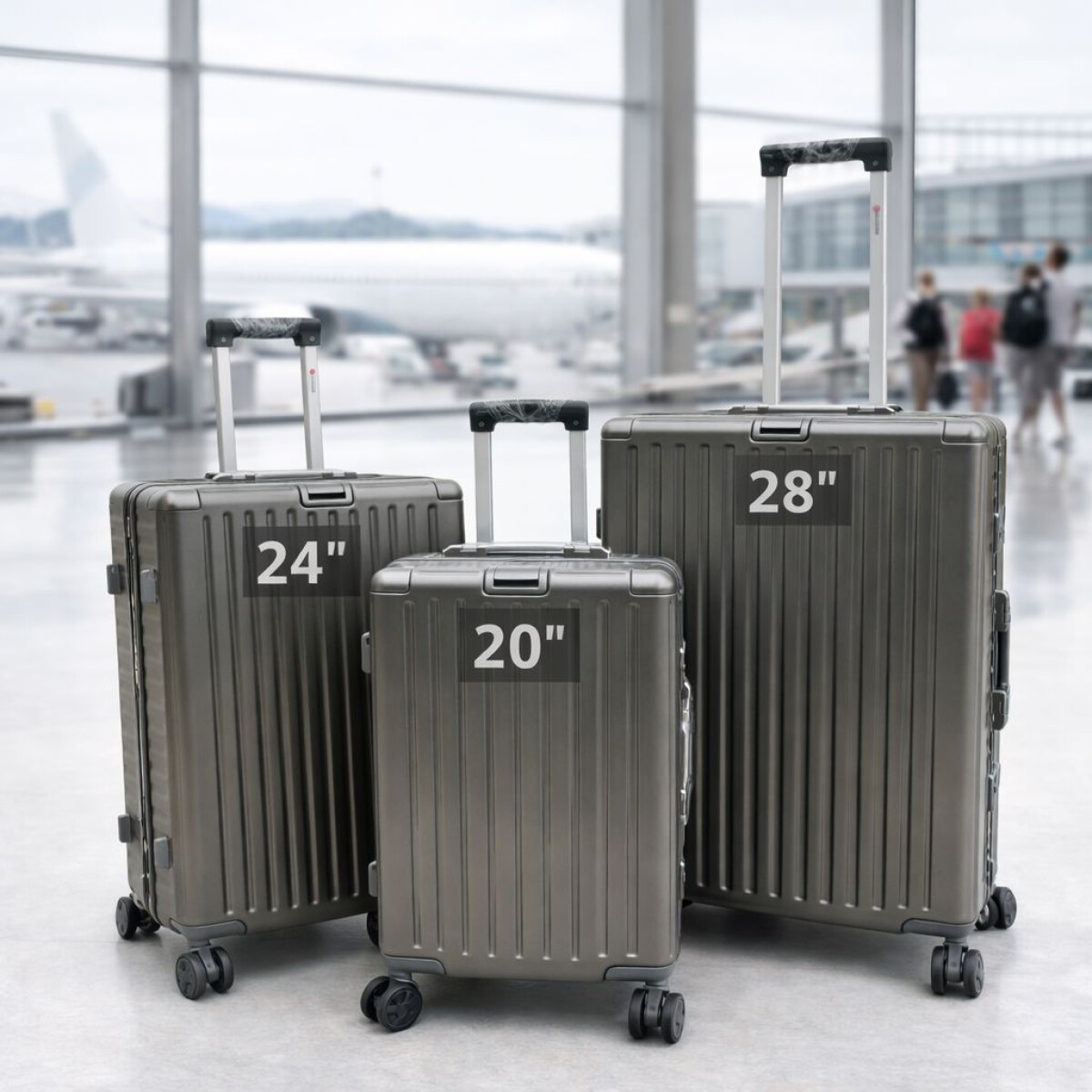 Set de Valijas Rígidas x3 con Ruedas 360° – Equipaje de Viaje - Gris Acero 