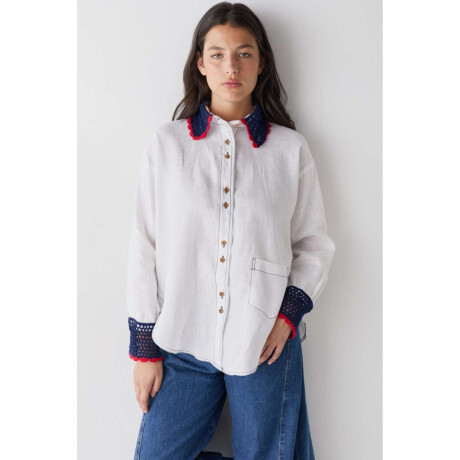 Pre Venta Camisa Emblema Blanco Con Rojo Y Azul