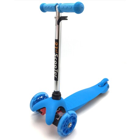 Tripatín tipo monopatín con ruedas luminosas y manillar ajustable Azul