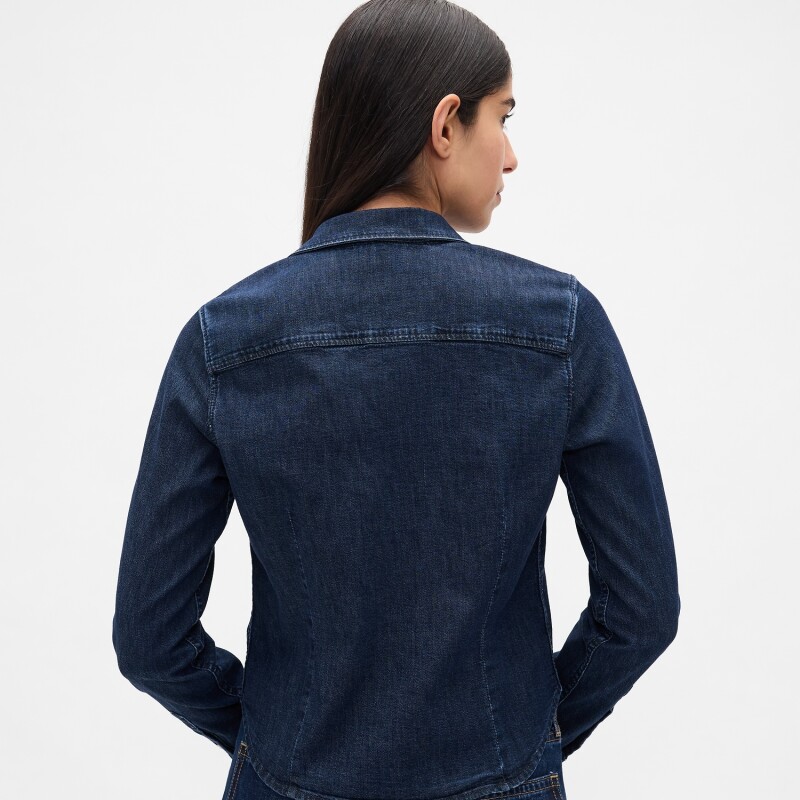 LS FITTED CROPPED SHIRT - DK KESSLER DARK WASH