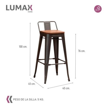 Pack 4 Taburetes Tolix con Respaldo y Asiento de Madera Lumax Negro