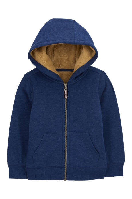 Campera de algodón, con forro de sherpa, azul marino Sin color
