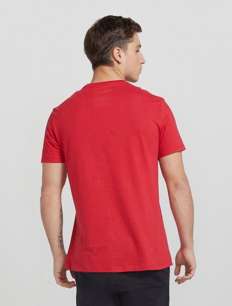 CAMISETA BÁSICA MANGA CORTA CUELLO EN V ROJO