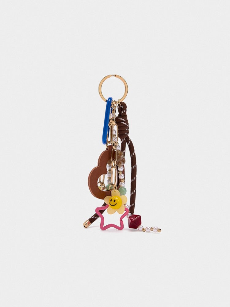 Llavero Charm Con Corazón Y Estrella multicolor