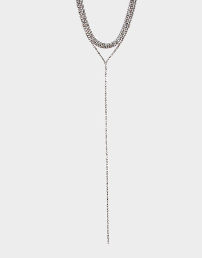 Collares Largos Con strass Collar Largo Con Strass - Plateado Hematite